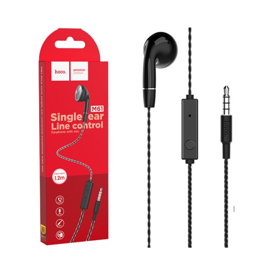 Hoco Earphone M61 Nice Tone for Single Ear with 3.5mm 1.2m Black